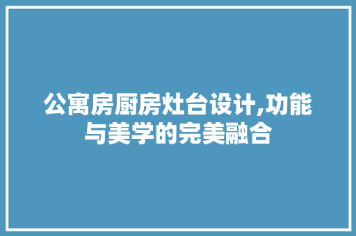 公寓房厨房灶台设计,功能与美学的完美融合