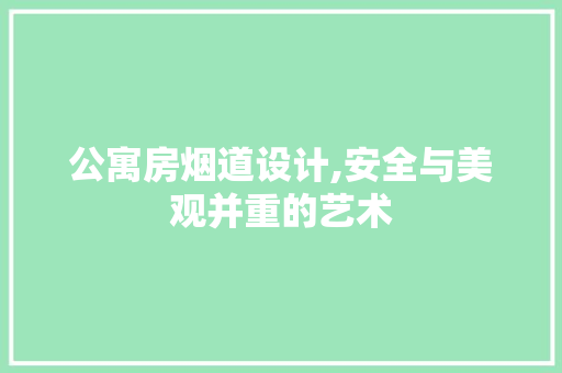 公寓房烟道设计,安全与美观并重的艺术