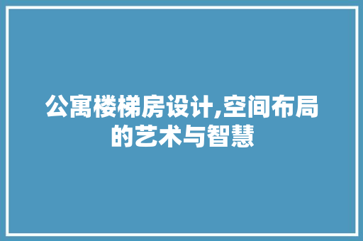 公寓楼梯房设计,空间布局的艺术与智慧