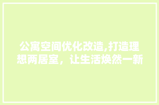 公寓空间优化改造,打造理想两居室，让生活焕然一新