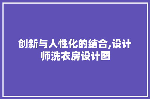创新与人性化的结合,设计师洗衣房设计图