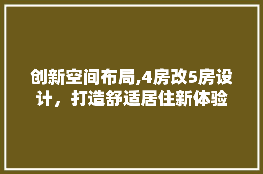 创新空间布局,4房改5房设计，打造舒适居住新体验