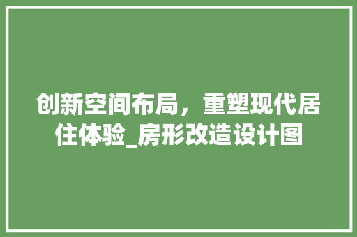 创新空间布局，重塑现代居住体验_房形改造设计图