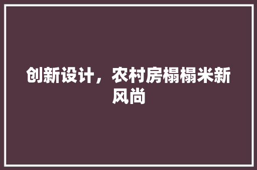 创新设计，农村房榻榻米新风尚