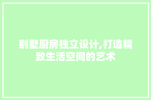 别墅厨房独立设计,打造精致生活空间的艺术