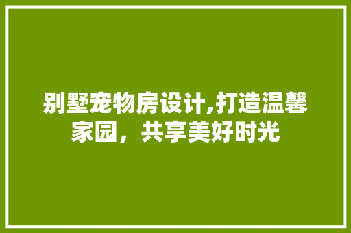 别墅宠物房设计,打造温馨家园，共享美好时光