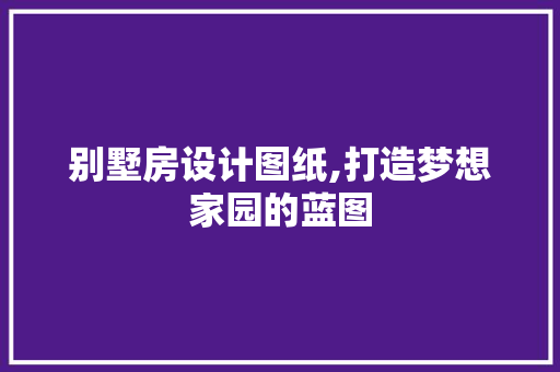 别墅房设计图纸,打造梦想家园的蓝图