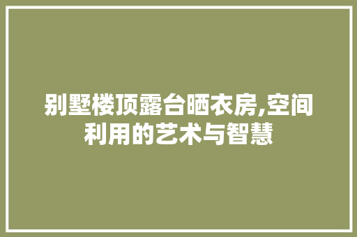 别墅楼顶露台晒衣房,空间利用的艺术与智慧
