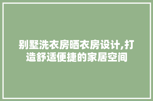 别墅洗衣房晒衣房设计,打造舒适便捷的家居空间