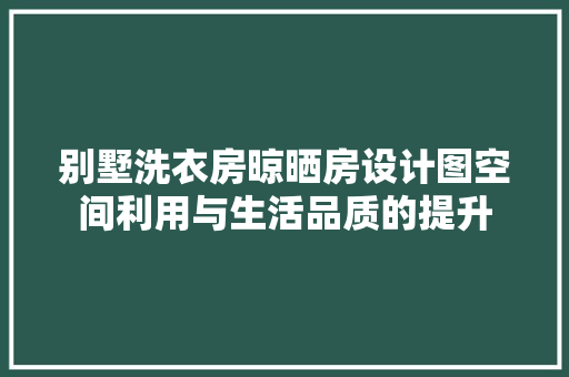 别墅洗衣房晾晒房设计图空间利用与生活品质的提升