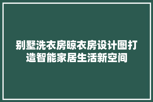 别墅洗衣房晾衣房设计图打造智能家居生活新空间