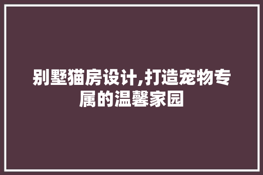 别墅猫房设计,打造宠物专属的温馨家园