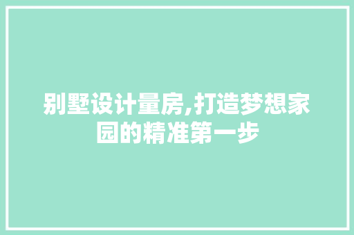 别墅设计量房,打造梦想家园的精准第一步