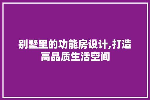 别墅里的功能房设计,打造高品质生活空间