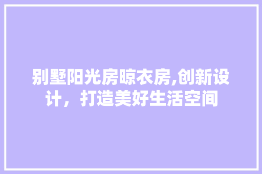别墅阳光房晾衣房,创新设计，打造美好生活空间