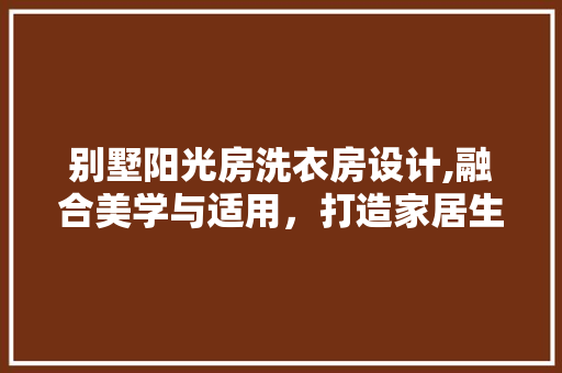 别墅阳光房洗衣房设计,融合美学与适用，打造家居生活新境界