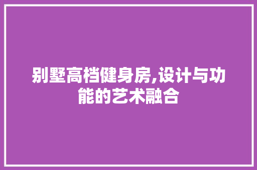 别墅高档健身房,设计与功能的艺术融合