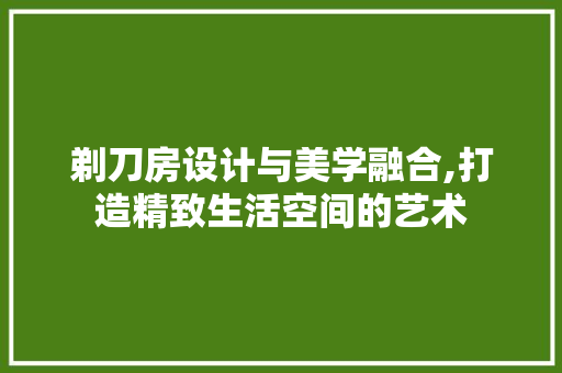 剃刀房设计与美学融合,打造精致生活空间的艺术