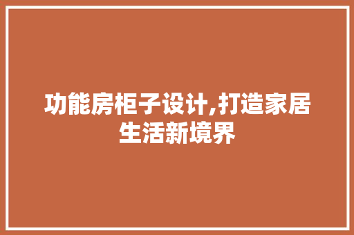 功能房柜子设计,打造家居生活新境界