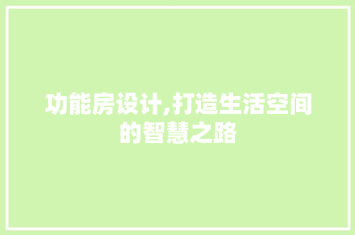 功能房设计,打造生活空间的智慧之路