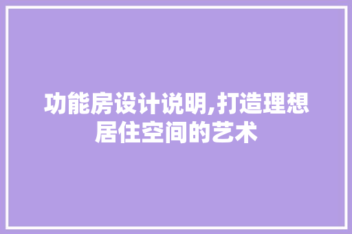 功能房设计说明,打造理想居住空间的艺术