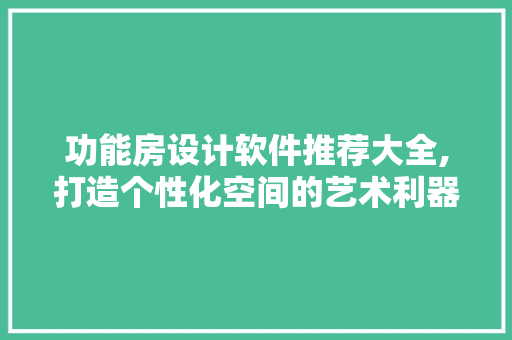 功能房设计软件推荐大全,打造个性化空间的艺术利器
