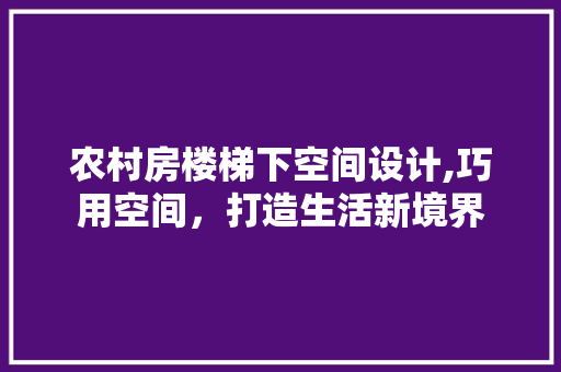 农村房楼梯下空间设计,巧用空间，打造生活新境界