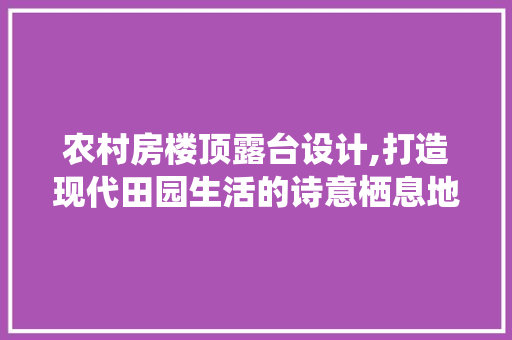 农村房楼顶露台设计,打造现代田园生活的诗意栖息地