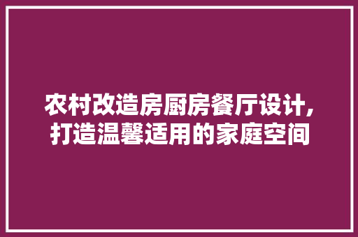 农村改造房厨房餐厅设计,打造温馨适用的家庭空间