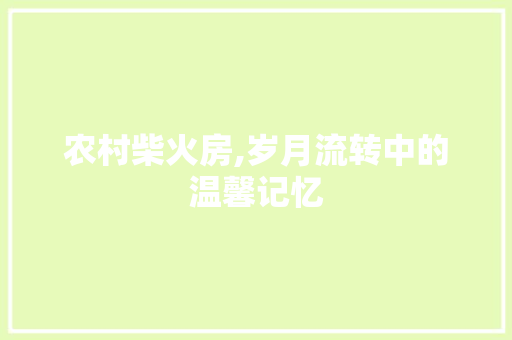 农村柴火房,岁月流转中的温馨记忆