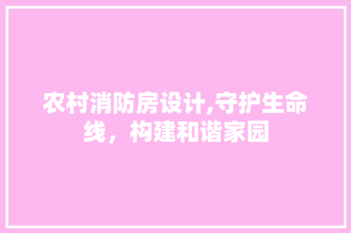 农村消防房设计,守护生命线，构建和谐家园