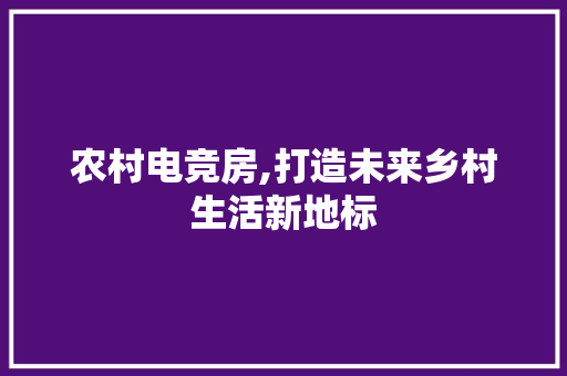 农村电竞房,打造未来乡村生活新地标