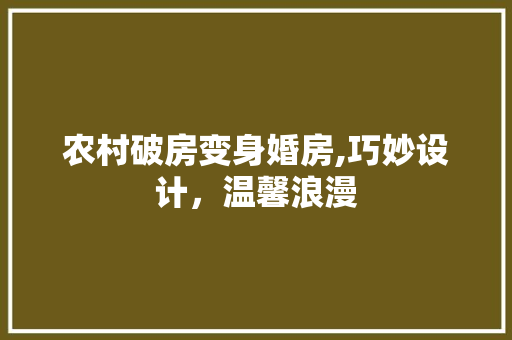 农村破房变身婚房,巧妙设计，温馨浪漫