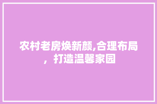 农村老房焕新颜,合理布局，打造温馨家园