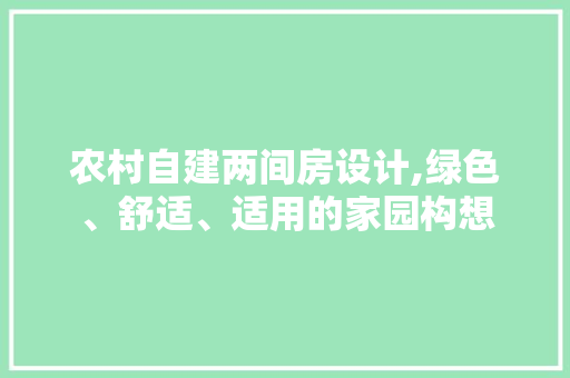 农村自建两间房设计,绿色、舒适、适用的家园构想