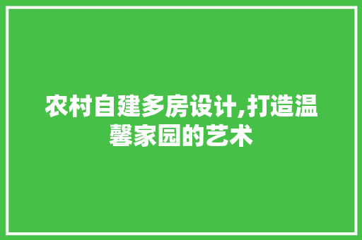 农村自建多房设计,打造温馨家园的艺术