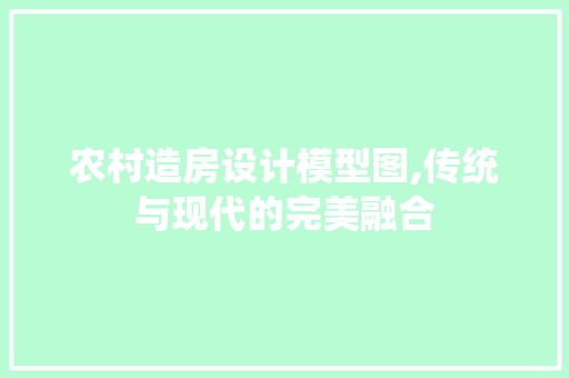 农村造房设计模型图,传统与现代的完美融合