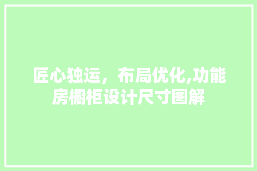 匠心独运，布局优化,功能房橱柜设计尺寸图解