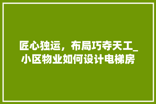 匠心独运，布局巧夺天工_小区物业如何设计电梯房