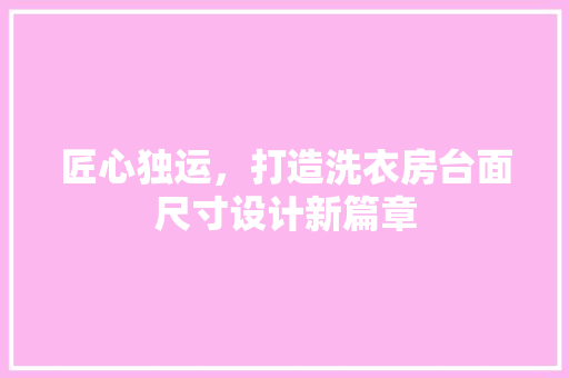 匠心独运，打造洗衣房台面尺寸设计新篇章
