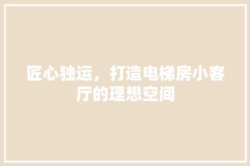 匠心独运，打造电梯房小客厅的理想空间