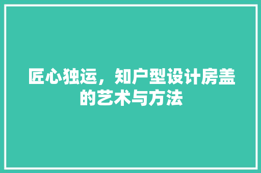 匠心独运，知户型设计房盖的艺术与方法
