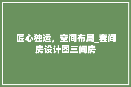 匠心独运，空间布局_套间房设计图三间房