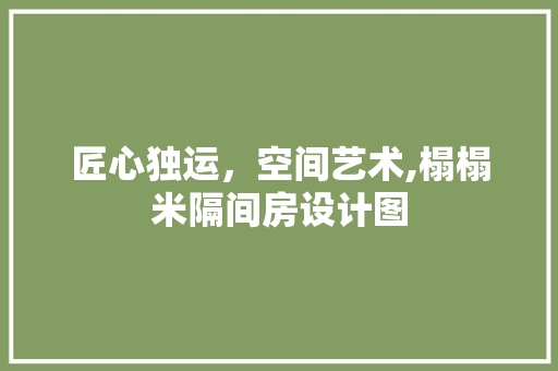 匠心独运，空间艺术,榻榻米隔间房设计图