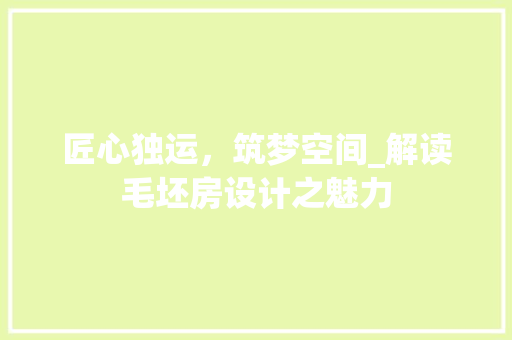 匠心独运，筑梦空间_解读毛坯房设计之魅力