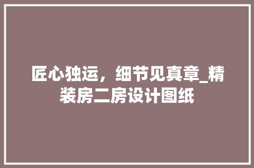 匠心独运，细节见真章_精装房二房设计图纸
