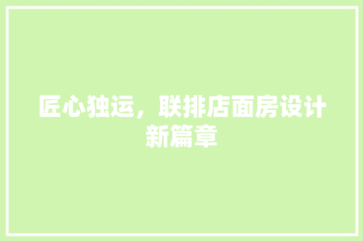 匠心独运，联排店面房设计新篇章