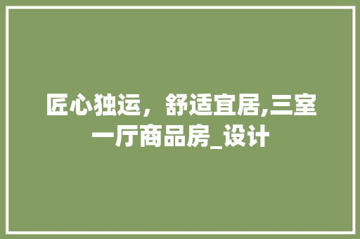 匠心独运，舒适宜居,三室一厅商品房_设计