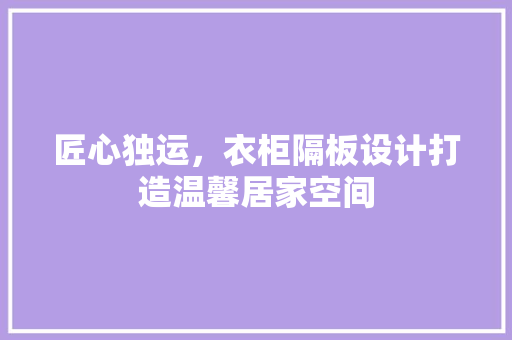 匠心独运，衣柜隔板设计打造温馨居家空间
