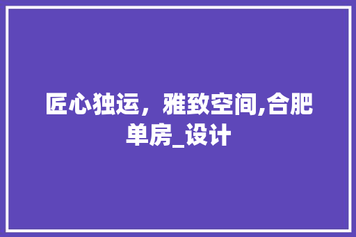 匠心独运，雅致空间,合肥单房_设计